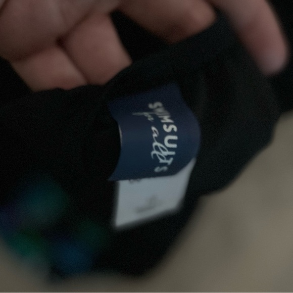 Swimsuit 1 PC NWT Swimsuits For All Black Blues Tropical Print Mallot SZ 12 - Picture 7 of 7